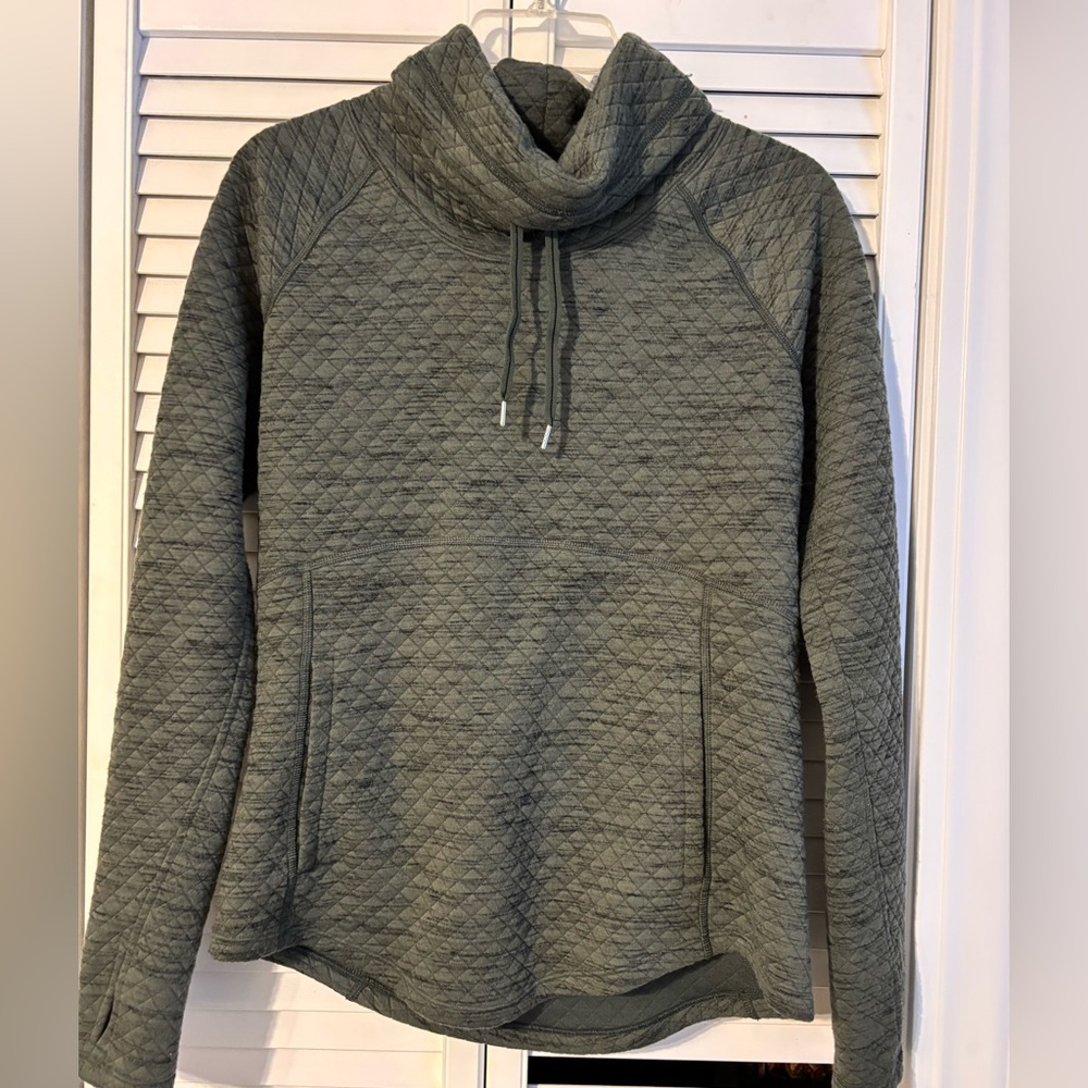 Marmot Quilted Cowl Neck Pullover in Olive